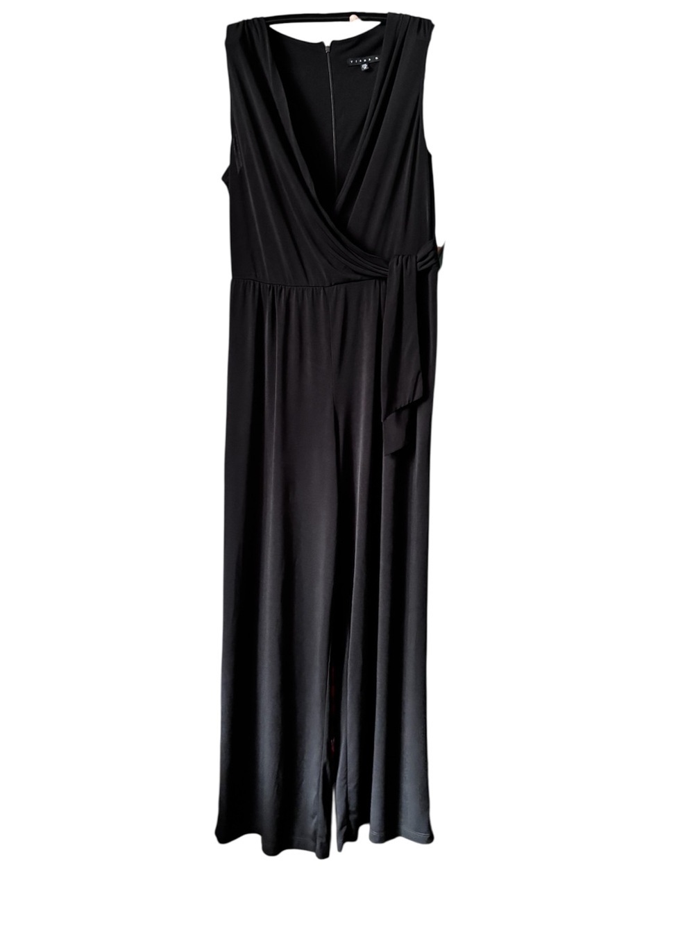 Tiana B. Black Sleeveless Wrap Jumpsuit made in USA Size 14